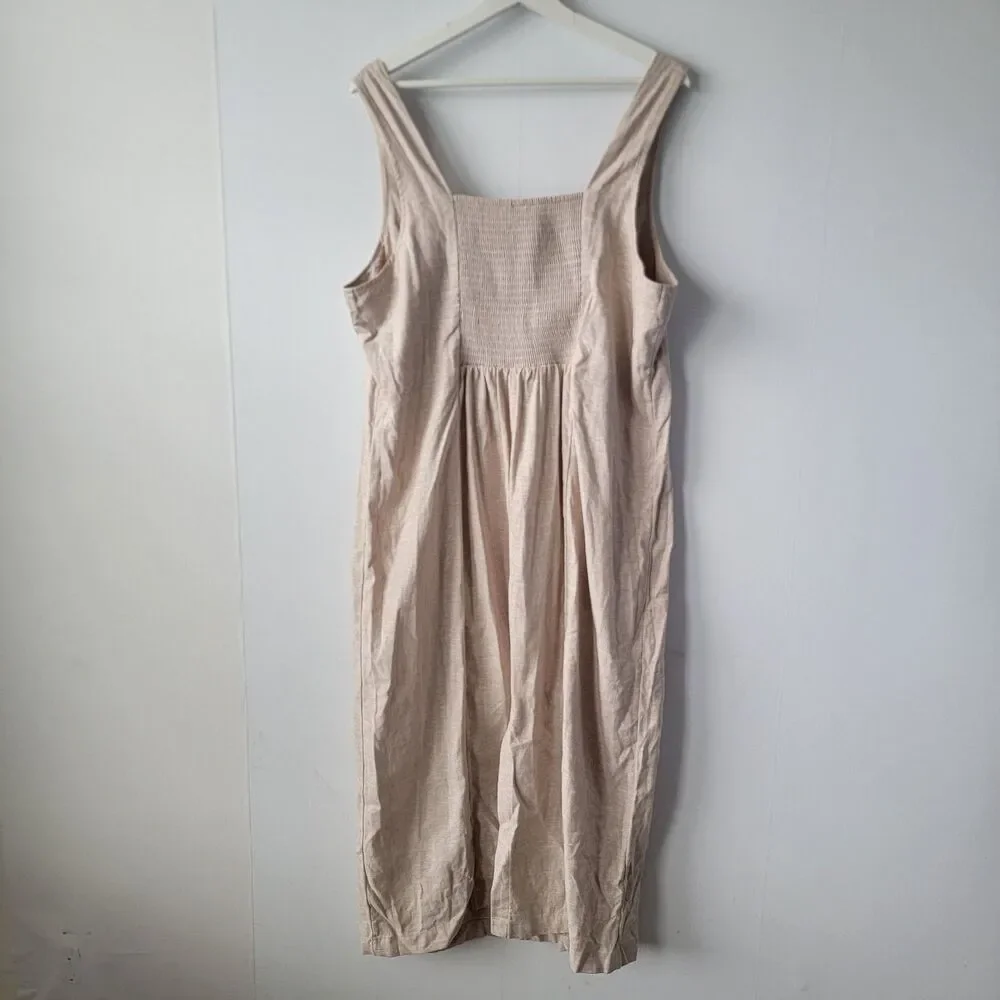 old‎ navy women's fit & flare linen blend midi dress size XL minimalist - Picture 2 of 7